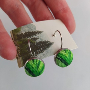 Zöld csíkos francia kapcsos fülbevaló, Ékszer, Fülbevaló, Lógó fülbevaló, Ékszerkészítés, MESKA