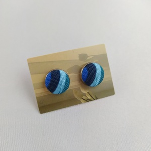 Kék csíkos bedugós fülbevaló , Ékszer, Fülbevaló, Pötty fülbevaló, Ékszerkészítés, MESKA