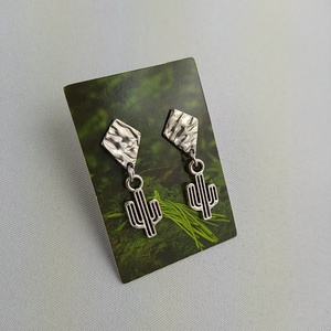 Kaktuszos bedugós fülbevaló, Ékszer, Fülbevaló, Lógó fülbevaló, Ékszerkészítés, MESKA