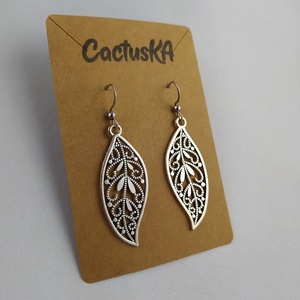 Nagy leveles lógós fülbevaló, Ékszer, Fülbevaló, Lógó fülbevaló, Ékszerkészítés, MESKA