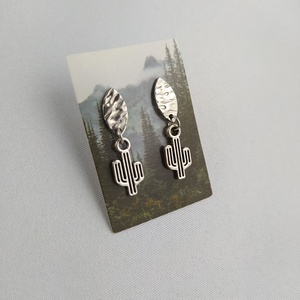 Kaktuszos bedugós fülbevaló, Ékszer, Fülbevaló, Lógó fülbevaló, Ékszerkészítés, MESKA