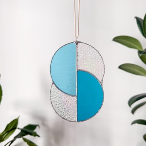 Üveg napfogó/ablakdísz geometrikus mintával, Otthon & Életmód, Dekoráció, Ajtó- és ablak dekoráció, Ablakdísz, Üvegművészet, MESKA