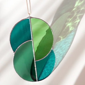 Üveg napfogó/ablakdísz geometrikus mintával, Otthon & Életmód, Dekoráció, Ajtó- és ablak dekoráció, Ablakdísz, Üvegművészet, MESKA