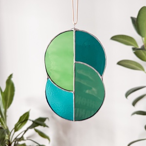 Üveg napfogó/ablakdísz geometrikus mintával - otthon & életmód - dekoráció - ajtó- és ablak dekoráció - ablakdísz - Meska.hu