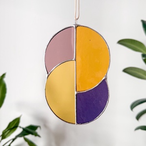 Üveg napfogó/ablakdísz geometrikus mintával - otthon & életmód - dekoráció - ajtó- és ablak dekoráció - ablakdísz - Meska.hu