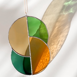 Üveg napfogó/ablakdísz geometrikus mintával, Otthon & Életmód, Dekoráció, Ajtó- és ablak dekoráció, Ablakdísz, Üvegművészet, MESKA