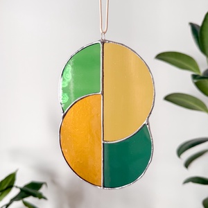 Üveg napfogó/ablakdísz geometrikus mintával - otthon & életmód - dekoráció - ajtó- és ablak dekoráció - ablakdísz - Meska.hu