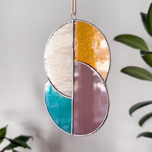 Üveg napfogó/ablakdísz geometrikus mintával - otthon & életmód - dekoráció - ajtó- és ablak dekoráció - ablakdísz - Meska.hu