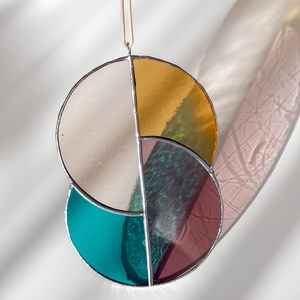 Üveg napfogó/ablakdísz geometrikus mintával - otthon & életmód - dekoráció - ajtó- és ablak dekoráció - ablakdísz - Meska.hu