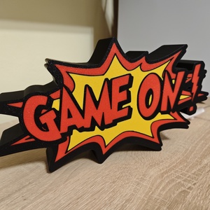 GAME ON! képregény stílusú LED-es gamer hangulatlámpa állvánnyal - otthon & életmód - lámpa - hangulatlámpa - Meska.hu