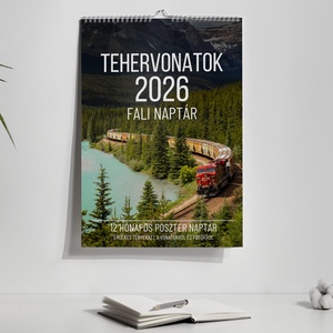 2026 Falinaptár - 12 hónapos falinaptár lenyűgöző vonatos fotókkal, naptár ajándék vonatkedvelőknek, trainspottereknek - otthon & életmód - dekoráció - fali és függő dekoráció - falinaptár & öröknaptár - Meska.hu