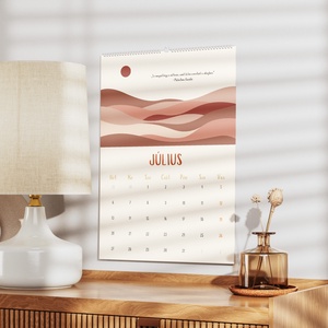 2026-os falinaptár  Boho-hegyvonulat - inspiráló falinaptár természetes hangulattal, mid-century modern illusztrációval - otthon & életmód - dekoráció - fali és függő dekoráció - falinaptár & öröknaptár - Meska.hu