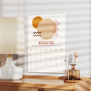 2026-os falinaptár  Boho Mid- Century stílus, geometrikus formák, absztrakt boho, minimalista illusztrációk - otthon & életmód - dekoráció - fali és függő dekoráció - falinaptár & öröknaptár - Meska.hu