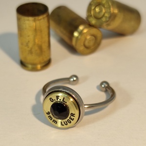 9 mm Luger Töltény gyűrű, Ékszer, Gyűrű, Vékony gyűrű, Ékszerkészítés, Újrahasznosított alapanyagból készült termékek, Meska