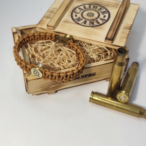 .30-06 Sprg Bőr karkötő, lőszeresládában. Vadász ékszer - Meska.hu