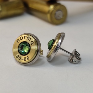 .30-06 Sprg Töltény fülbevaló, Vadászékszer, fa ládában - ékszer - ékszertartó - ékszerdoboz - Meska.hu