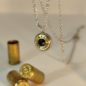 9mm Luger Töltény nyaklánc, Ékszer, Nyaklánc, Medálos nyaklánc, Fémmegmunkálás, Újrahasznosított alapanyagból készült termékek, MESKA