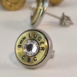 9mm Luger , Töltény fülbevaló - ékszer - fülbevaló - fülékszer - Meska.hu