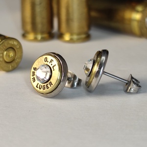 9 mm Luger Töltény fülbevaló - ékszer - fülbevaló - pötty fülbevaló - Meska.hu