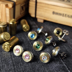 9 mm Luger Töltény fülbevaló, Ékszer, Fülbevaló, Pötty fülbevaló, Ékszerkészítés, Újrahasznosított alapanyagból készült termékek, MESKA
