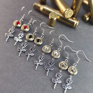 Töltény fülbevaló, rózsás, csüngős - Meska.hu