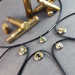 Töltény nyaklánc, fonott fekete,  Vadász ékszer - Meska.hu