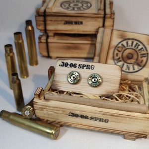 Töltény mandzsetta gomb lőszeresládában - ékszer - mandzsettagomb - Meska.hu