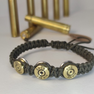 Töltény paracord karkötő, 3- lövetű, Ékszer, Karkötő, Fonott karkötő, Ékszerkészítés, Újrahasznosított alapanyagból készült termékek, MESKA