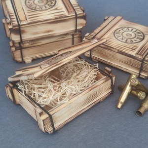 Mini lőszeresláda fából,  M méret, díszdoboz, Ékszer, Ékszertartó, Ékszerdoboz, Famegmunkálás, Ékszerkészítés, MESKA