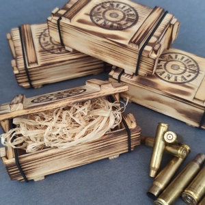 Mini lőszeresláda fából,  S méret, díszdoboz, Ékszer, Ékszertartó, Ékszerdoboz, Famegmunkálás, Ékszerkészítés, MESKA