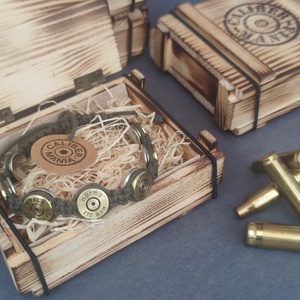 .308 Win , 7-Lövetű Férfi Vadász karkötő lőszeresládában. - ékszer - karkötő - fonott karkötő - Meska.hu