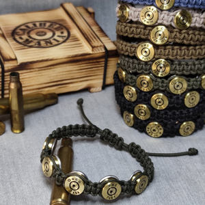 Töltény paracord karkötő, 5- lövetű, vadászajándék, Ékszer, Karkötő, Fonott karkötő, Ékszerkészítés, Újrahasznosított alapanyagból készült termékek, MESKA