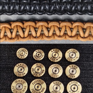 2-Lövetű Töltény Bőr karkötő , Vadász ékszer   - ékszer - karkötő - fonott karkötő - Meska.hu