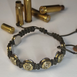 Töltény paracord karkötő, 7- lövetű Vadász ajándék, Ékszer, Karkötő, Fonott karkötő, Ékszerkészítés, Újrahasznosított alapanyagból készült termékek, MESKA