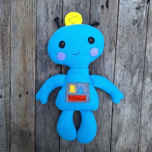 Élénkkék Kisrobot, plüss robot - játék & sport - plüssállat & játékfigura - robot & gép - Meska.hu