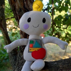 Halványszürke Kisrobot, plüss robot - Meska.hu