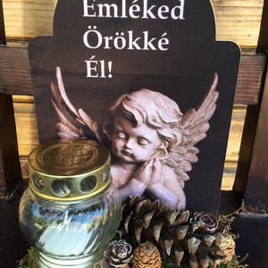 Sírdísz -tábla mécsessel -Emléked örökké él 2. - otthon & életmód - vallás - temetkezési tárgy - Meska.hu