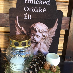Sírdísz -tábla mécsessel -Emléked örökké él 3. - otthon & életmód - vallás - temetkezési tárgy - Meska.hu