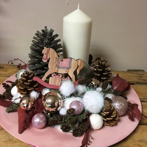 Karácsonyi asztaldísz - hintalóval - karácsony - adventi díszek - adventi ablakdekoráció - Meska.hu