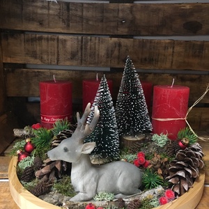 Mesél az erdő - adventi tál  - karácsony - adventi díszek - adventi ablakdekoráció - Meska.hu