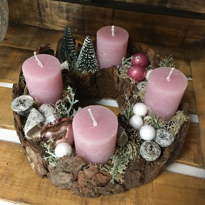 Adventi koszorú-rózsaszín  - Meska.hu