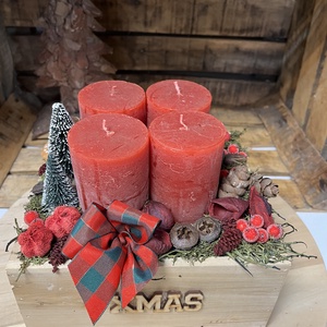 Adventi dîsz-piros  - karácsony - adventi díszek - adventi ablakdekoráció - Meska.hu