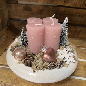 Rózsaszín adventi tál - Meska.hu