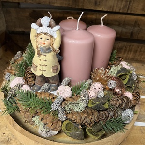 Nagy méretű Adventi tál- hógolyózó kislány   - Meska.hu