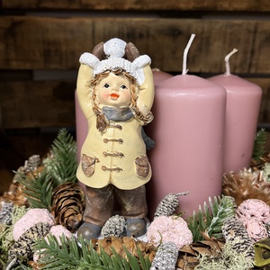 Nagy méretű Adventi tál- hógolyózó kislány   - karácsony - adventi díszek - adventi ablakdekoráció - Meska.hu