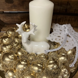 Karácsonyi asztaldísz - fehér-arany  - karácsony - adventi díszek - adventi ablakdekoráció - Meska.hu