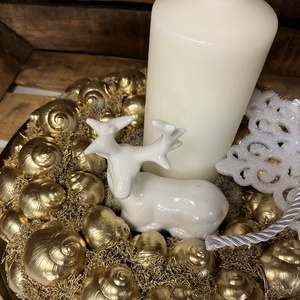 Karácsonyi asztaldísz - fehér-arany  - karácsony - adventi díszek - adventi ablakdekoráció - Meska.hu