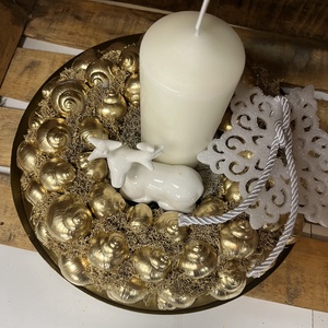 Karácsonyi asztaldísz - fehér-arany  - karácsony - adventi díszek - adventi ablakdekoráció - Meska.hu