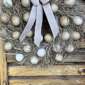 Tavaszi, nyári ajtódísz, kopogtató tojáshéjjal - otthon & életmód - dekoráció - ajtó- és ablak dekoráció - ajtótábla - Meska.hu