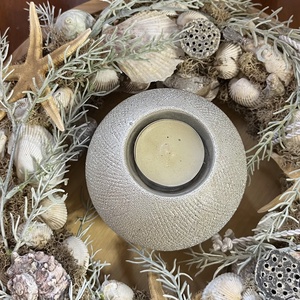 Kagylós nyári dekoráció fatálcán, asztaldísz - otthon & életmód - dekoráció - ajtó- és ablak dekoráció - ajtódísz & kopogtató - Meska.hu